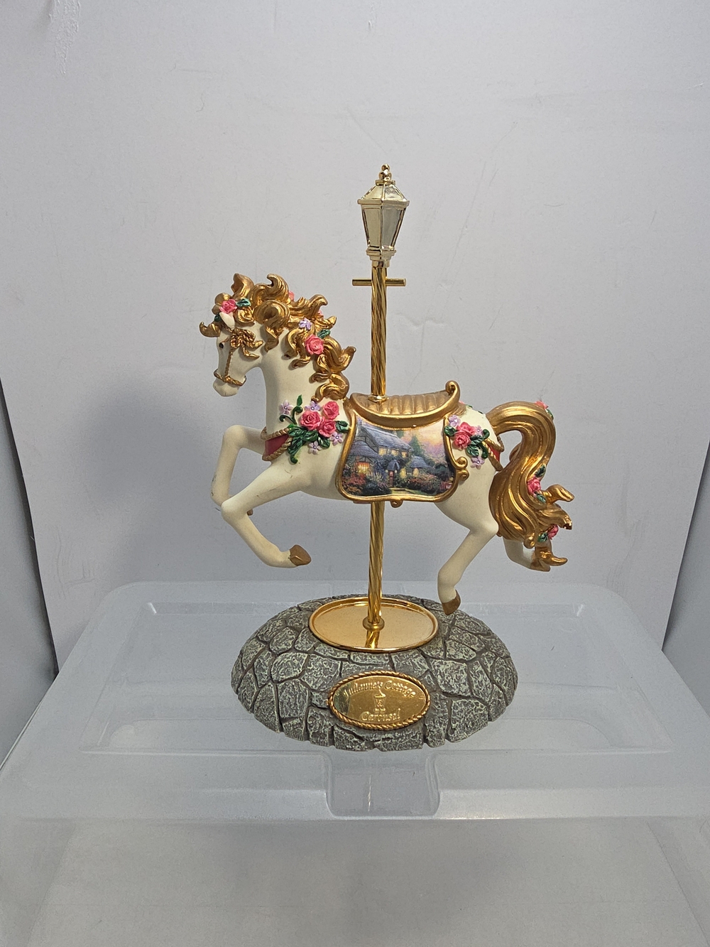 Thomas Kinkade Julianne’s Cottage Carousel Horse Figurine Hamilton Collection